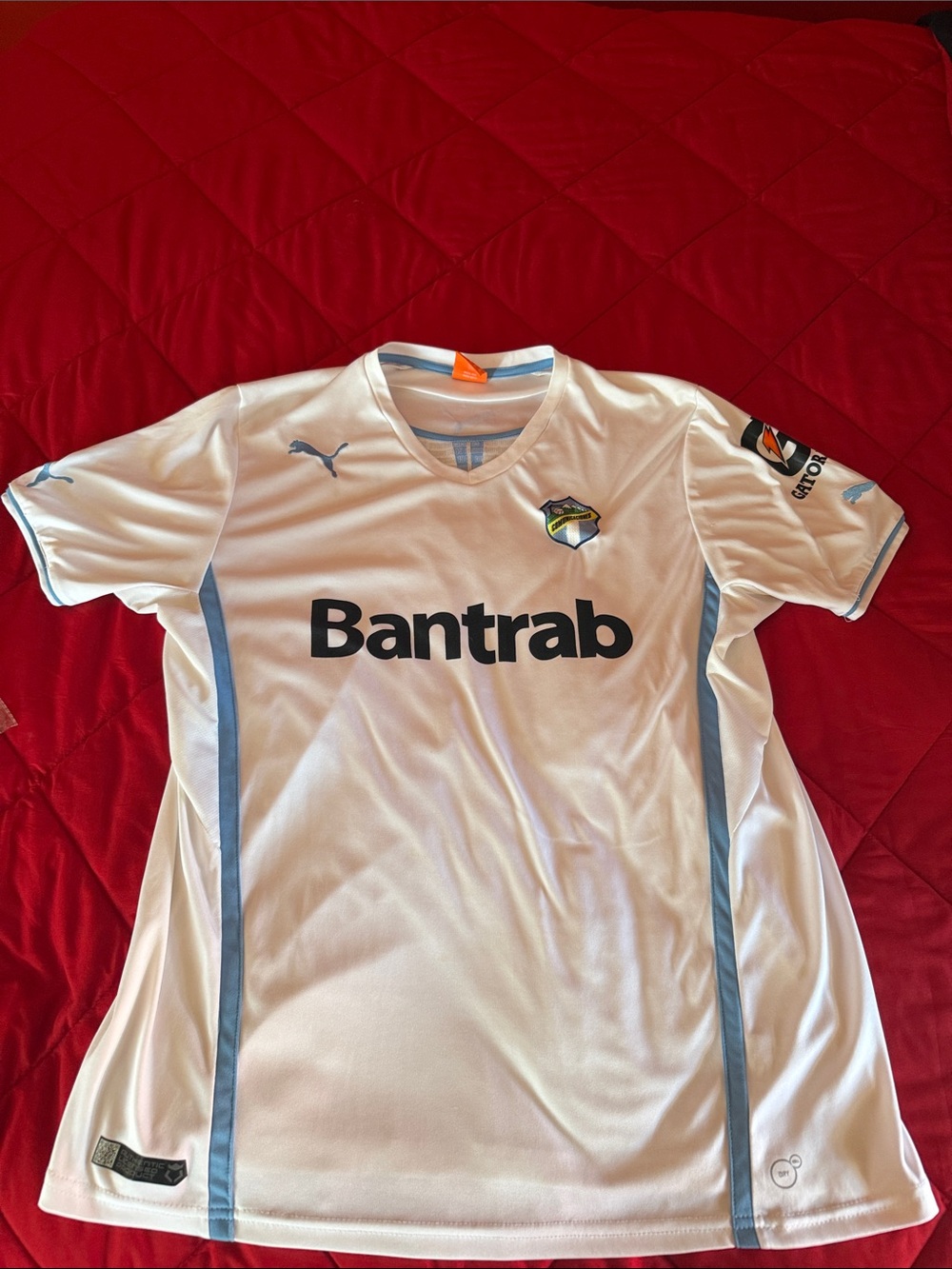 Puma White and Light Blue Guatemala Bantrab Soccer Jersey